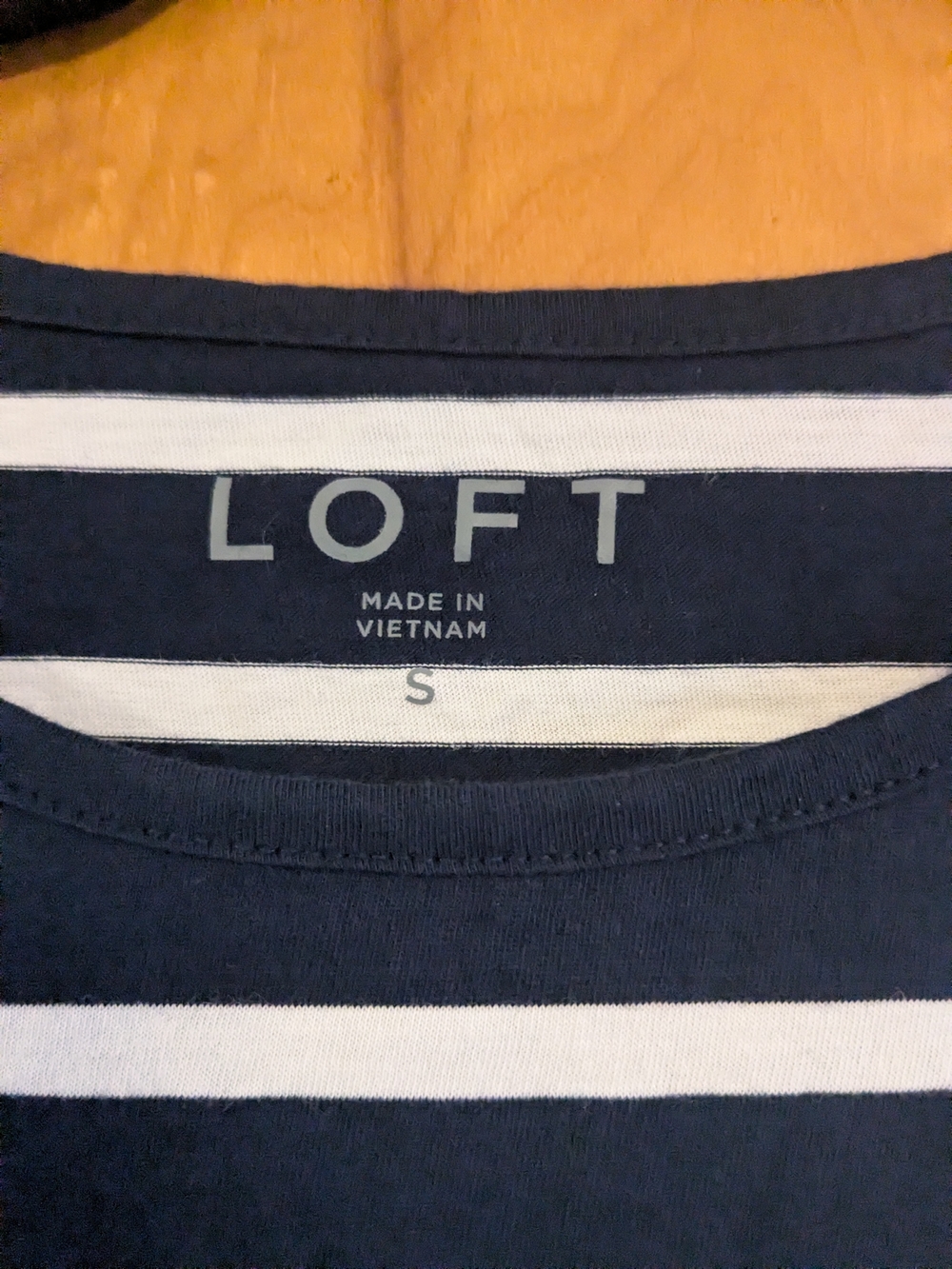 LOFT Navy & White Striped Tee with Embroidered Accent - Picture 7 of 8